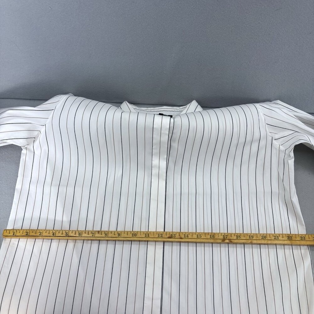 Lafayette 148 Womens SZ Large Button Up 3/4 Sleeve Striped *Read* Professional - Picture 9 of 12